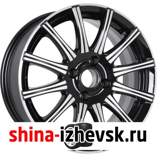 Колесный диск КиК Сиеста 6xR15 4×100 ET45 DIA67.1 черный глянцевый с полированными элементами лицевой поверхности в Ижевске